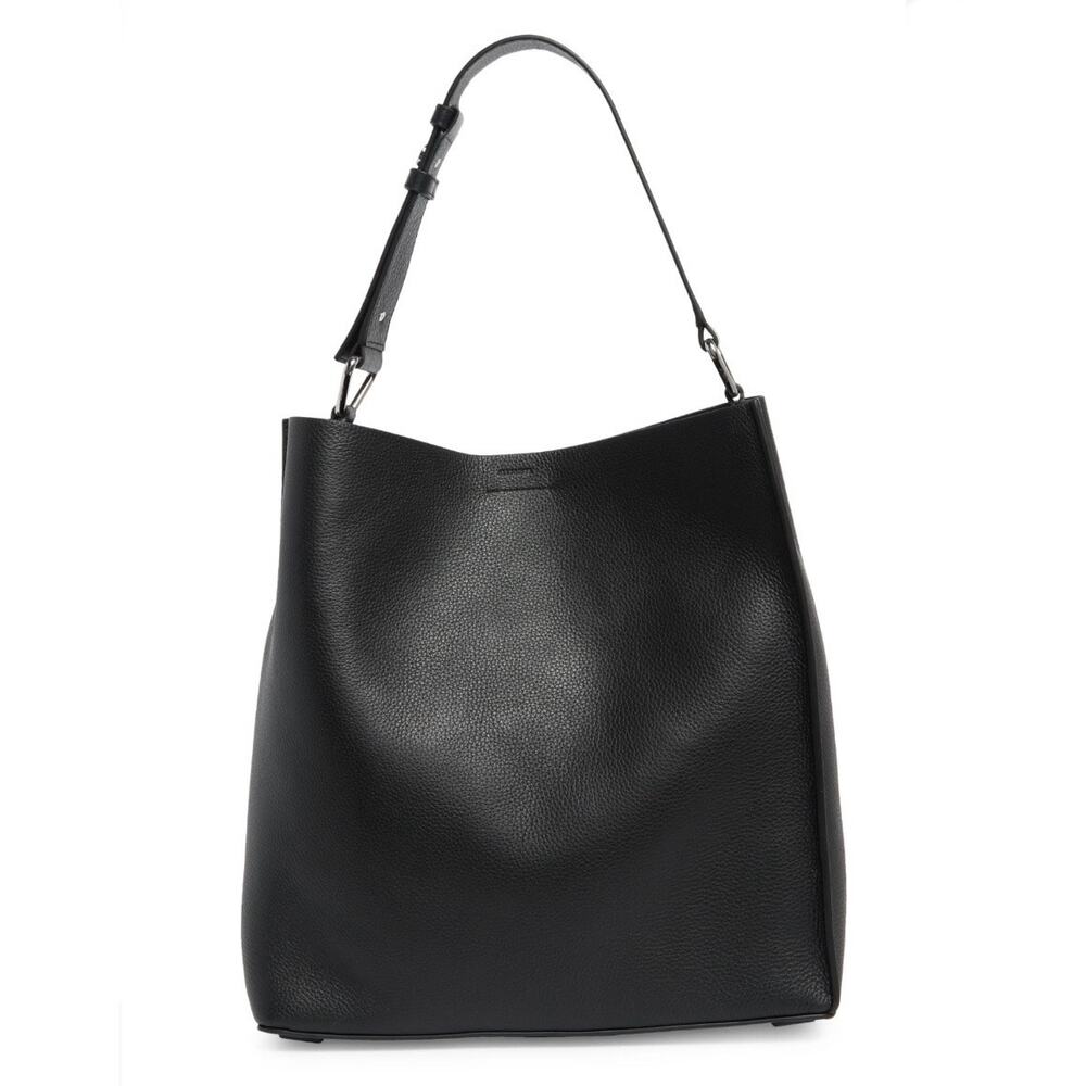 AllSaints | Captain Shoulder Bag Black N/S Bucket Tote‎ Full Grain Leather